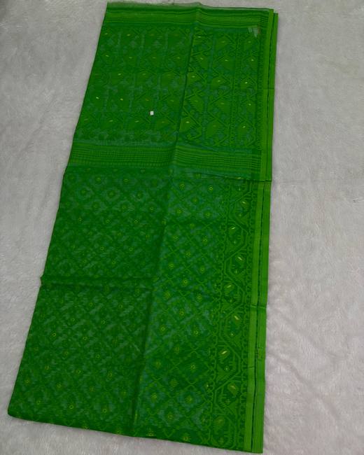 Dhakai Jamdani Saree in Green