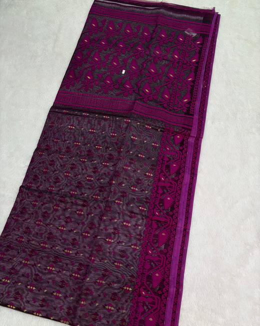 Dhakai Jamdani Saree in Wine