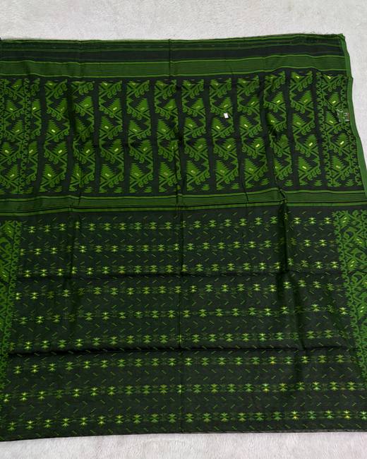 Soft Dhakai Jamdani Saree in BottleGreen