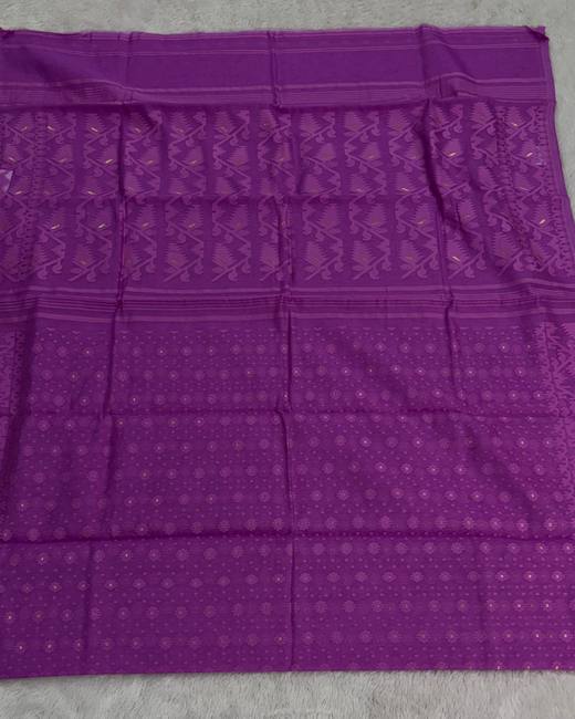 Soft Dhakai Jamdani Saree in Violet