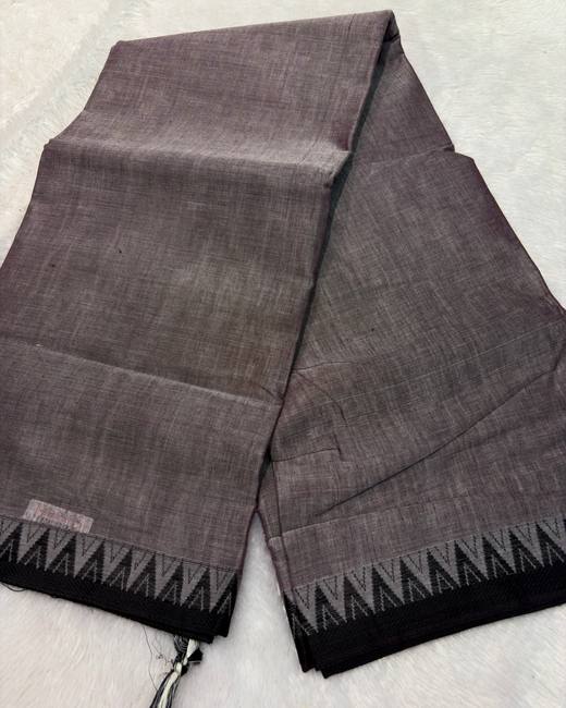 South Cotton Saree with Gadwal Border in Grey with Black