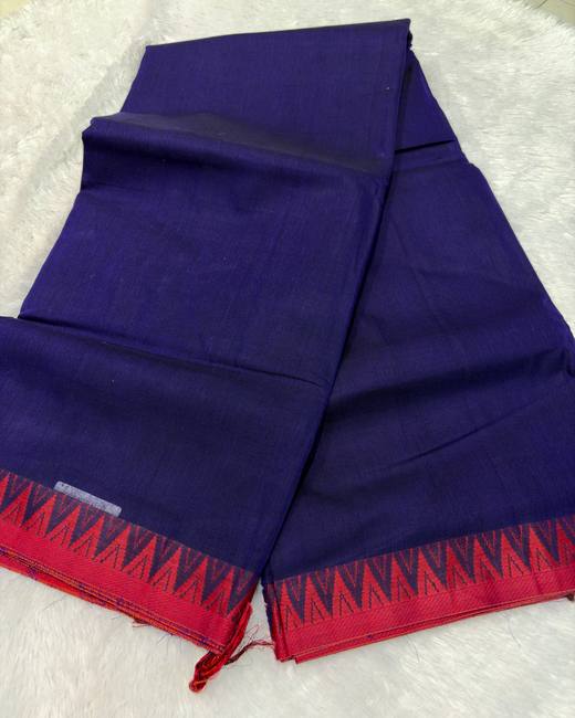 South Cotton Saree with Gadwal Border in Violet with Red