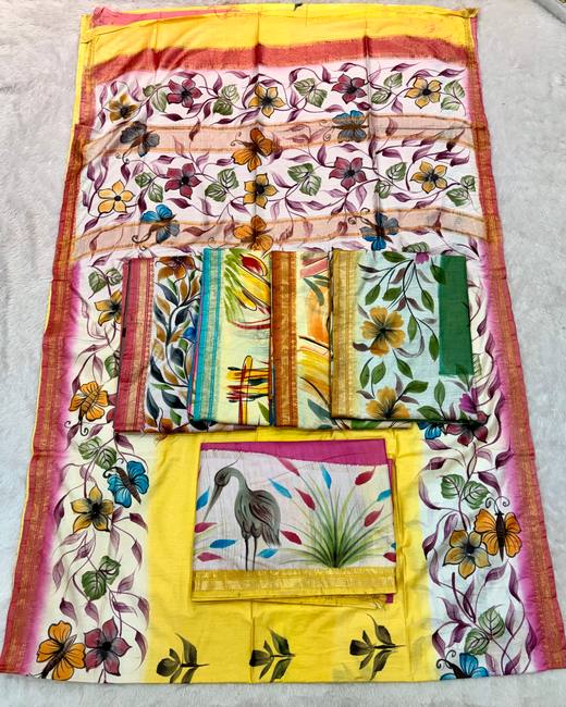 Bengal Handloom Saree with Applique Patch Work in As photographed