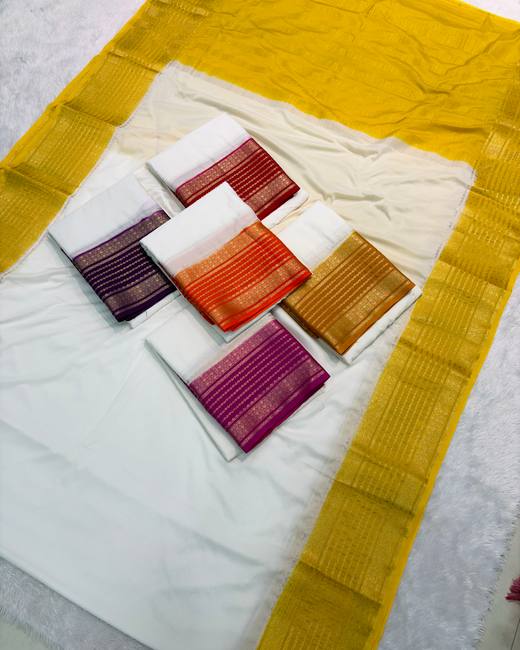 Khaddi Crepe Silk Saree with Contrast Border in As photographed