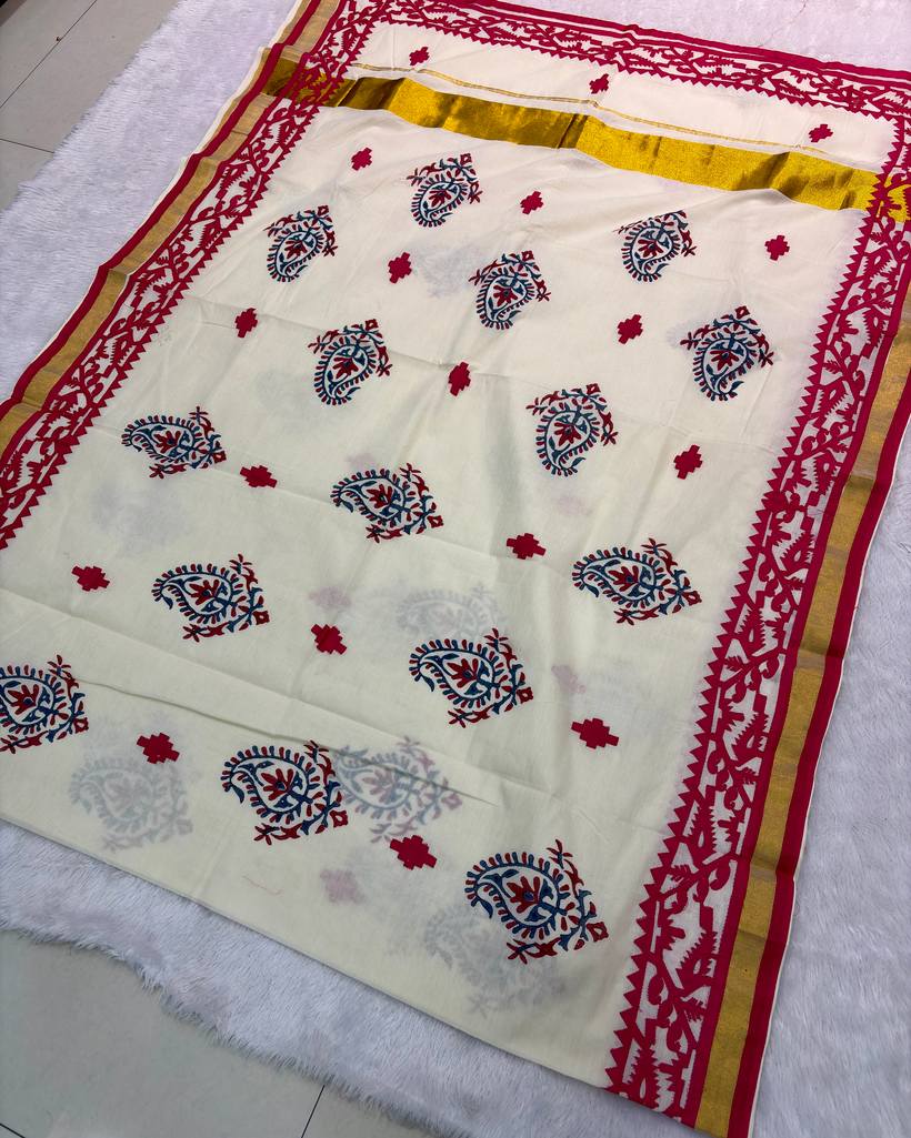 Hand-Painted Baapta Tassar Saree — Fancy Cottons