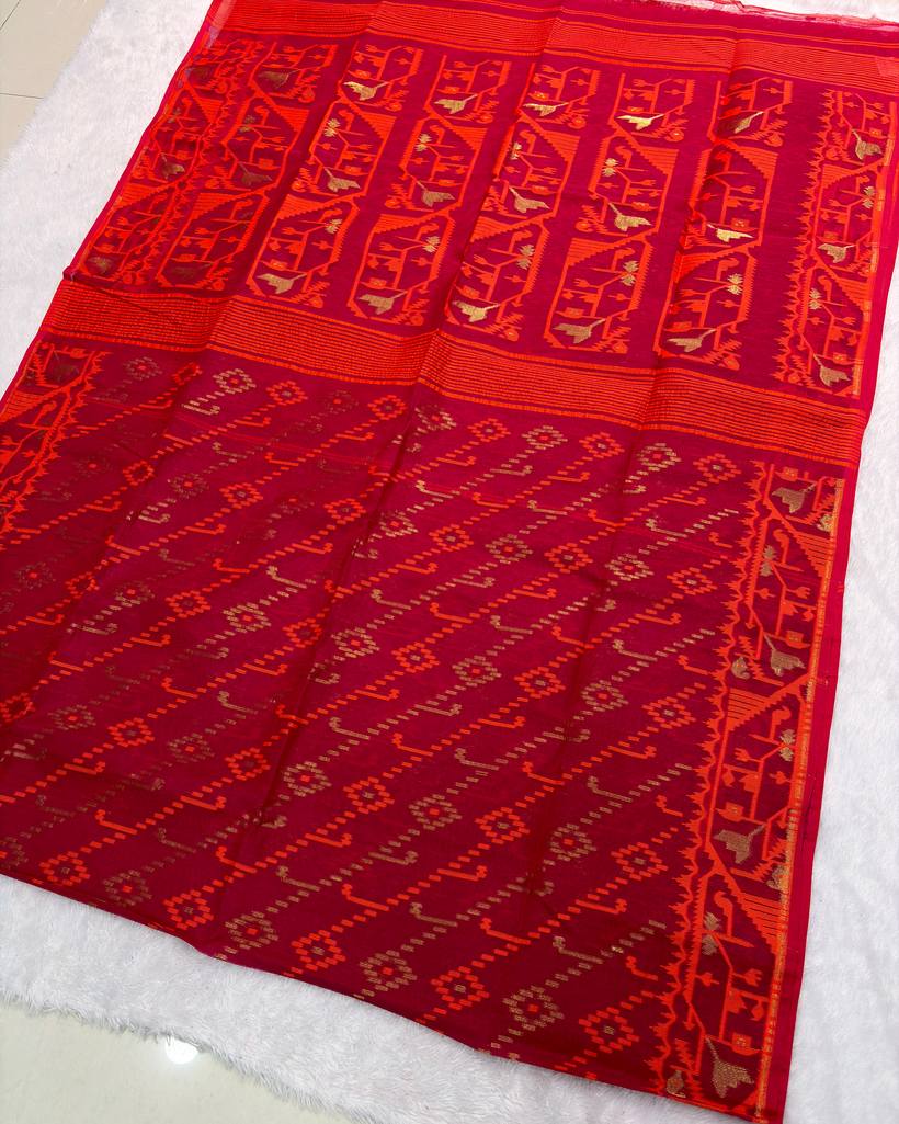 Koraat Work Dhakai Jamdani Saree — Dhakai Jamdani